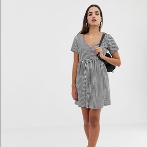 ASOS mini v neck button through smock dress